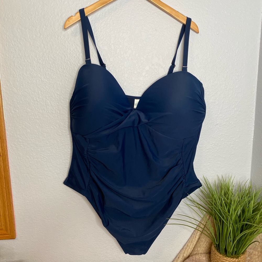 Tropical Escape Navy Blue One-Piece Swimsuit
